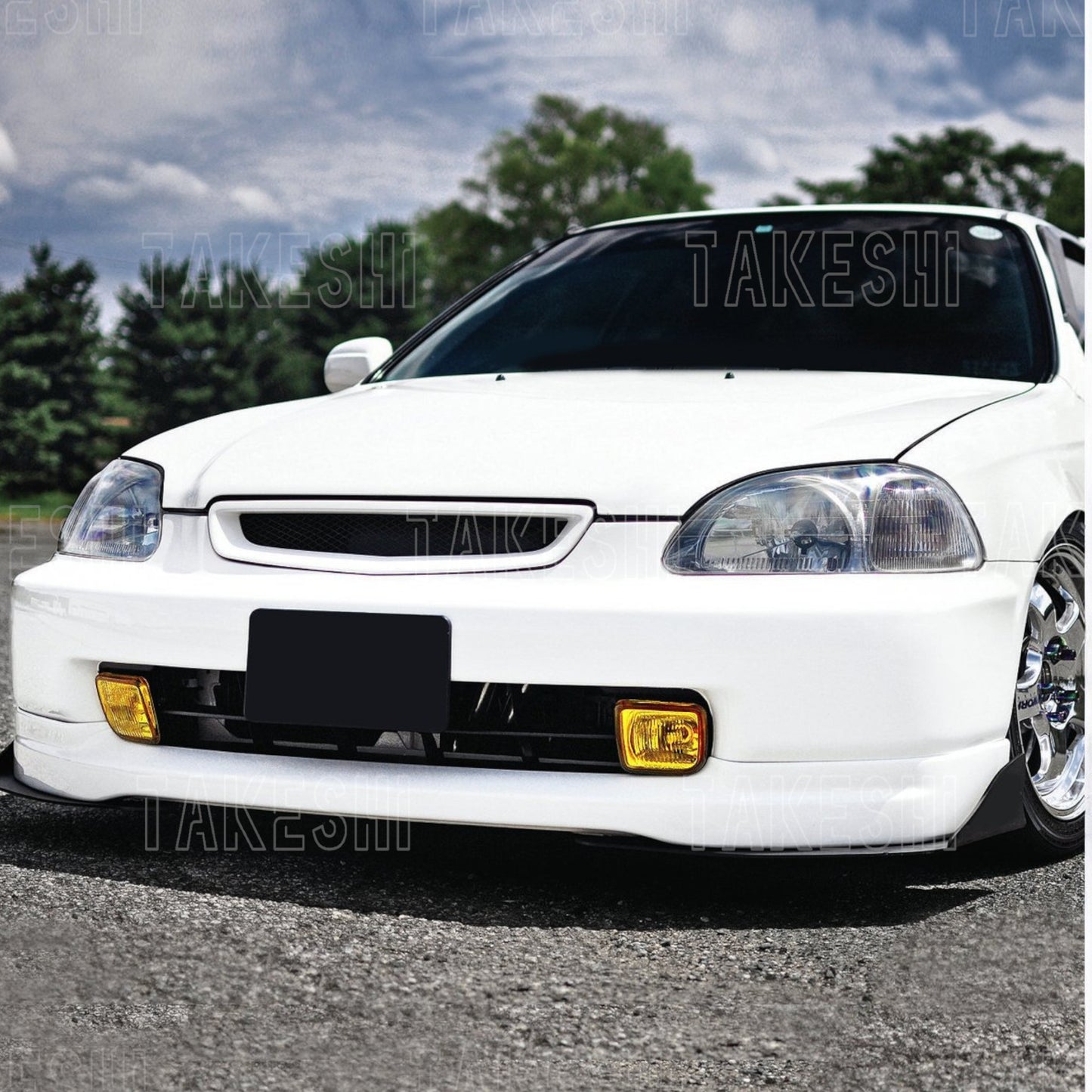 TAKESHI 武藤車藝|96–98 HONDA CIVIC K8 前期 原廠型霧燈套件|黃色玻璃|JDM 風格|含線組支架 直上安裝