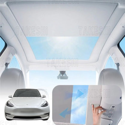 TAKESHI 武藤車藝｜20–25 TESLA MODEL Y 專用全套直上型電動遮陽簾｜全景天窗｜聲控功能