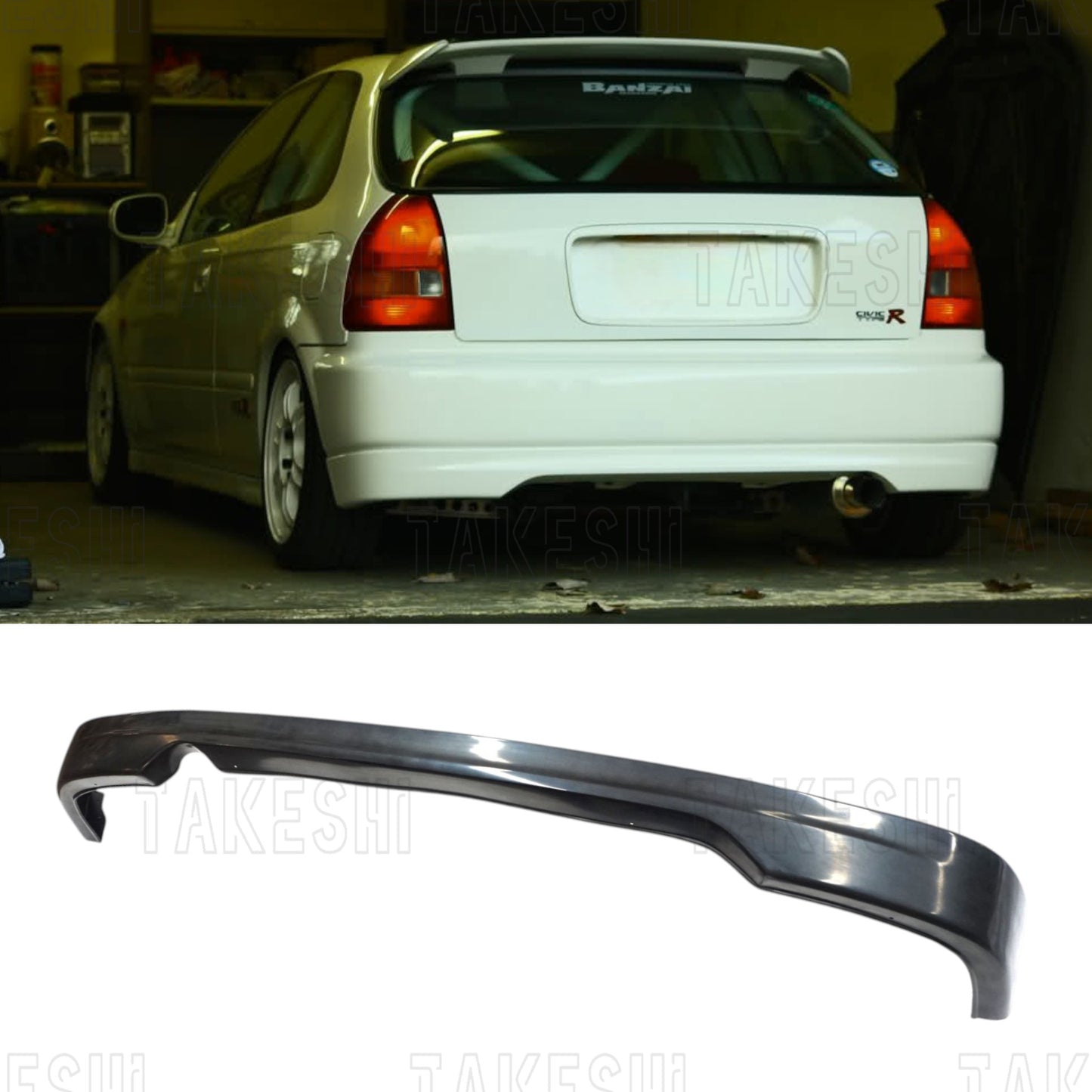 TAKESHI 武藤車藝｜96–00 HONDA CIVIC K8 CTR 後下巴｜PU 空力套件｜K8 三門 專用 後下擾流