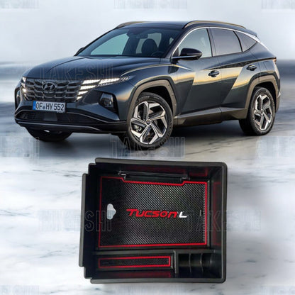 TAKESHI 武藤車藝｜20–24 HYUNDAI TUCSON 中央扶手收納盒｜專車專用｜雙層收納 含止滑墊