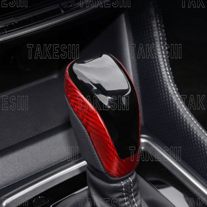 TAKESHI 武藤車藝｜19–24 SUBARU FORESTER 原廠型排檔頭 碳纖維貼片｜森林人 專用｜真碳纖維