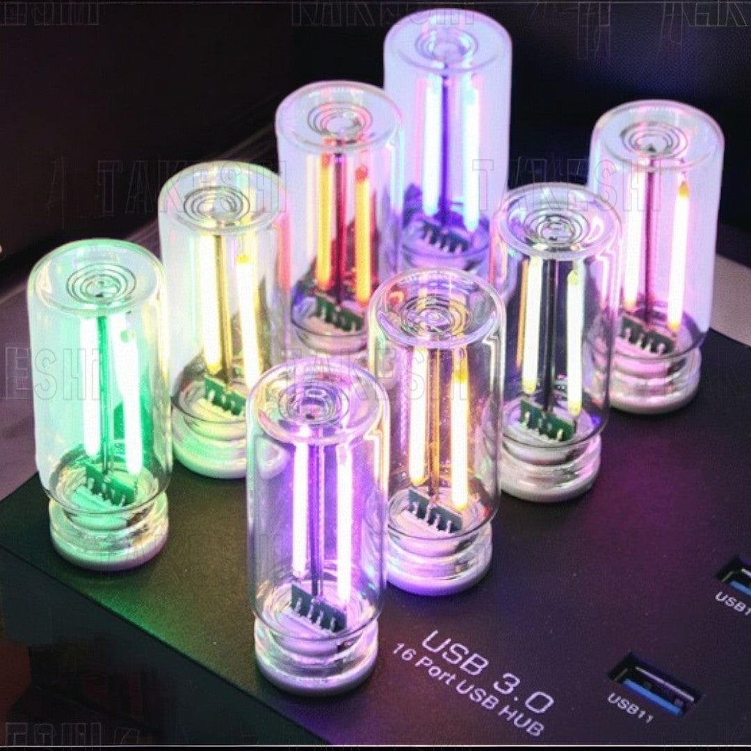 TAKESHI 武藤車藝｜LED 鎢絲燈泡造型 車內氣氛燈｜USB 觸控調光