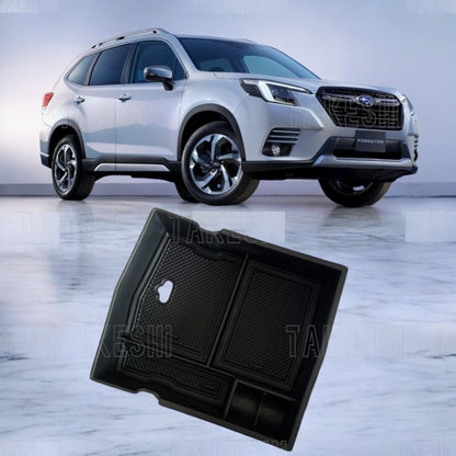 TAKESHI 武藤車藝｜19–24 SUBARU FORESTER 中央扶手收納盒｜森林人 專用 雙層收納｜含止滑墊