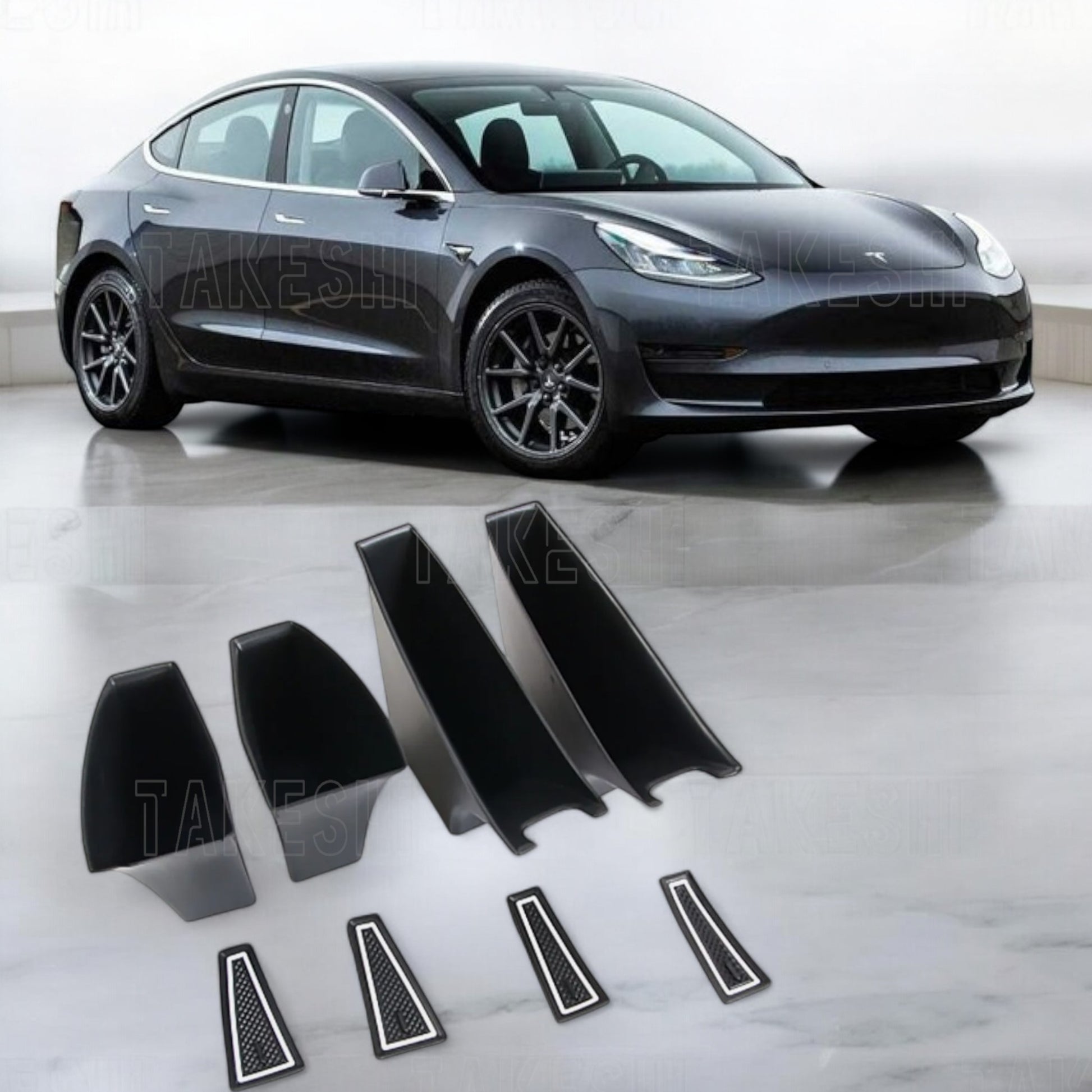 TAKESHI 武藤車藝｜17–23 TESLA MODEL 3 車門扶手收納盒｜專車專用｜含止滑墊