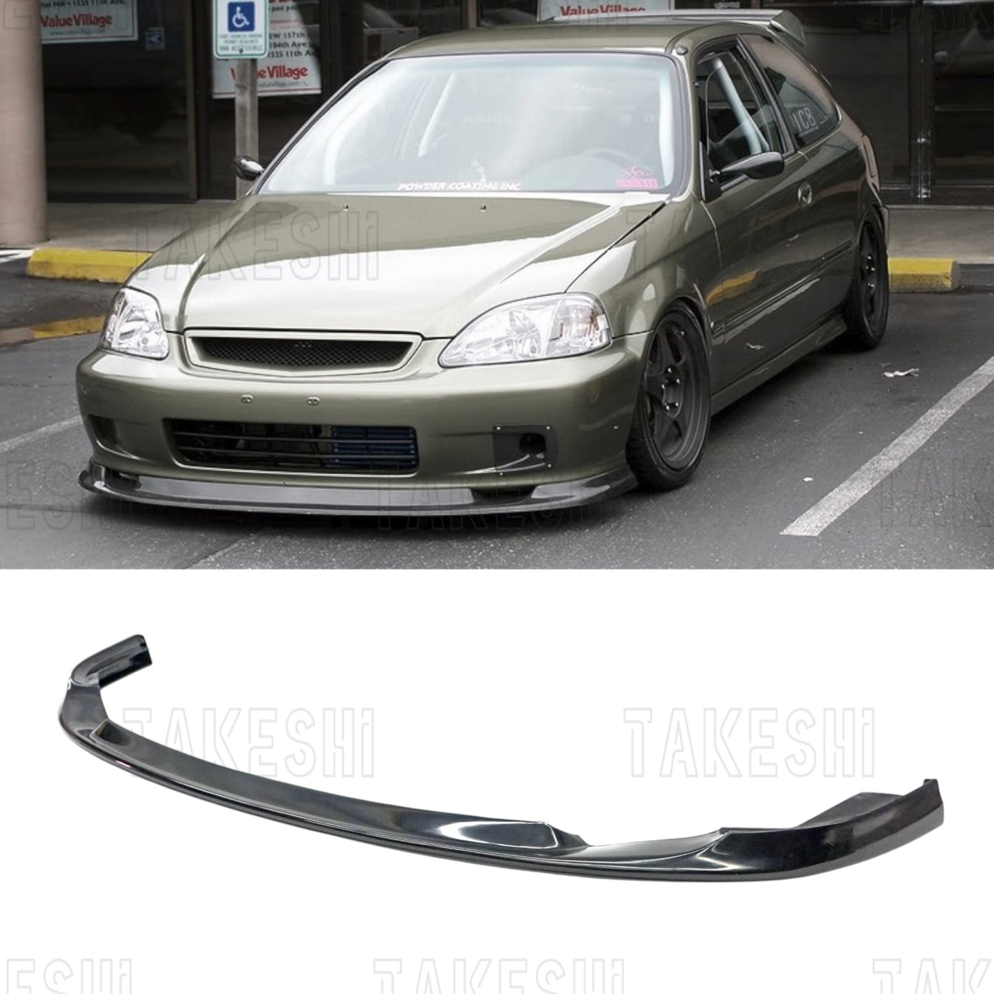 TAKESHI 武藤車藝｜99–00 HONDA CIVIC K8 小改款 GV 前下巴｜PU 空力套件｜K8 專用 前下擾流