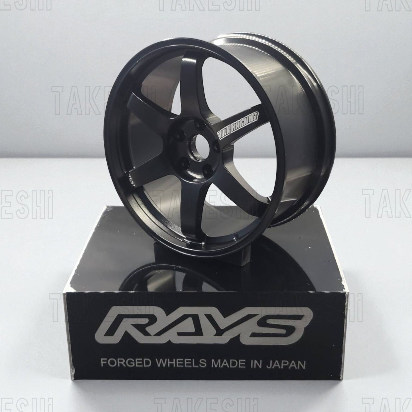 TAKESHI 武藤車藝｜RAYS TE37 1:5 鋁合金鍛造鋁圈模型｜高仿真輪圈擺件