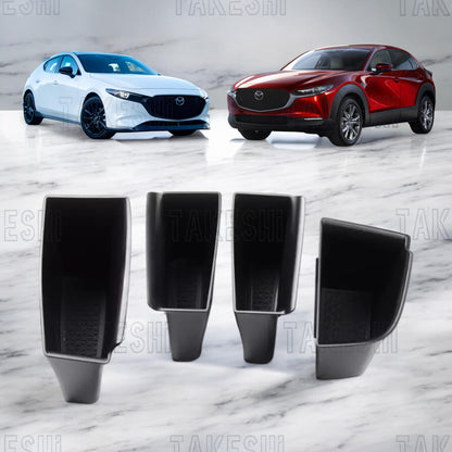 TAKESHI 武藤車藝｜19–25 MAZDA3 / CX-30 車門扶手收納盒｜專車專用｜直上安裝｜含止滑墊 四入組