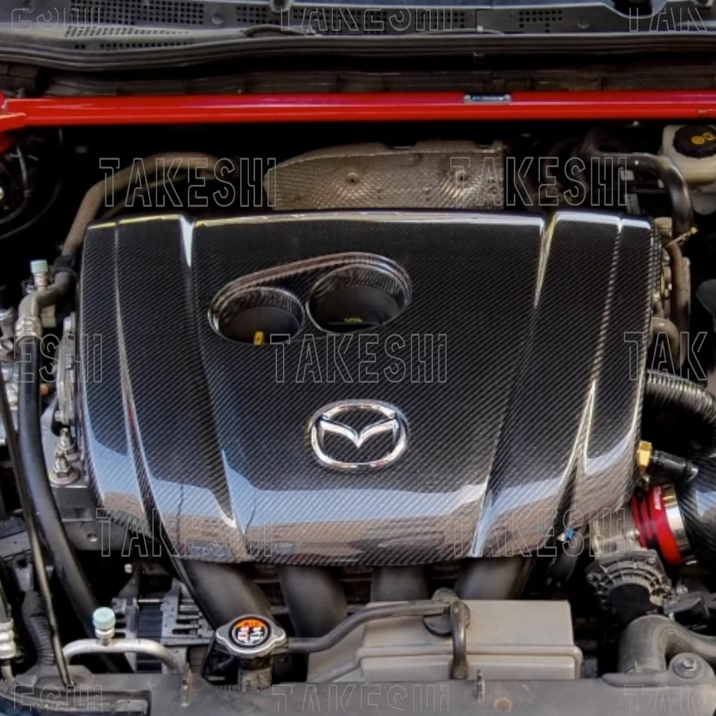 TAKESHI 武藤車藝｜SKYACTIV-G 專用 碳纖維引擎裝飾蓋｜真碳纖維｜引擎室精品化｜MAZDA 專用