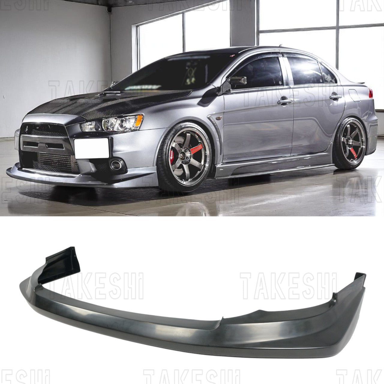 TAKESHI 武藤車藝｜08–15 MITSUBISHI LANCER EVO10／EVO X CZ4A VT 前下巴｜PU 空力套件