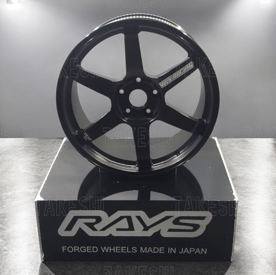 TAKESHI 武藤車藝｜RAYS TE37 1:5 鋁合金鍛造鋁圈模型｜高仿真輪圈擺件
