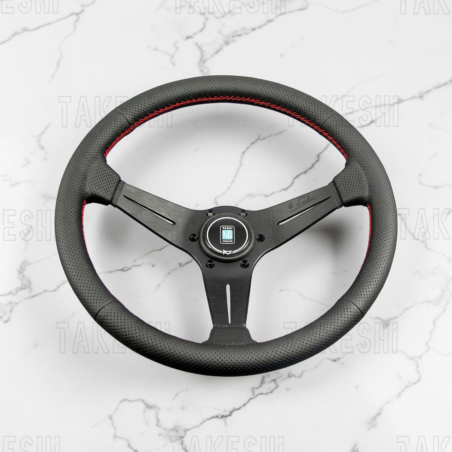 NARDI｜Deep Corn 350mm 黑幅打孔真皮｜改裝方向盤
